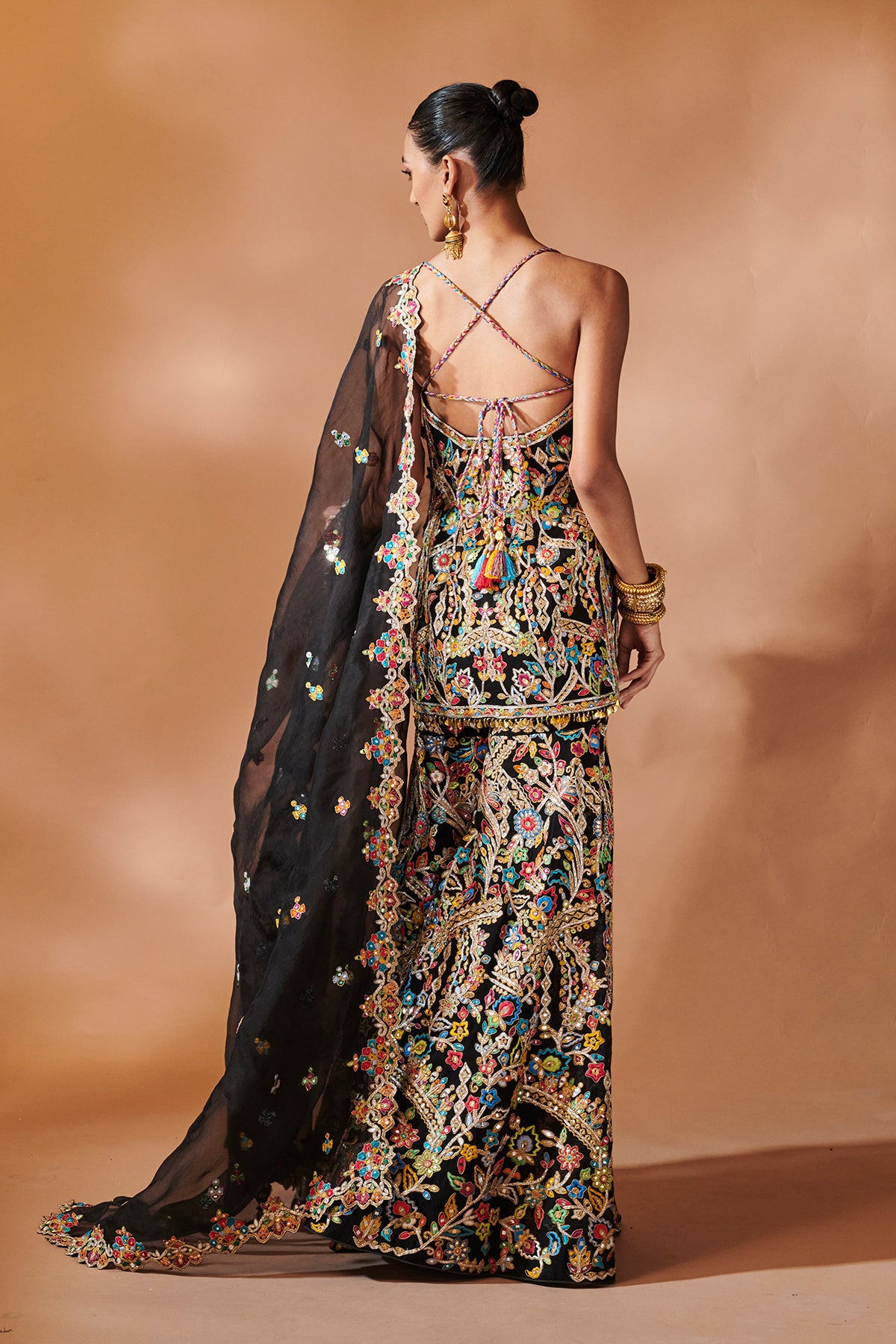 BLACK KURTA AND SHARARA SET