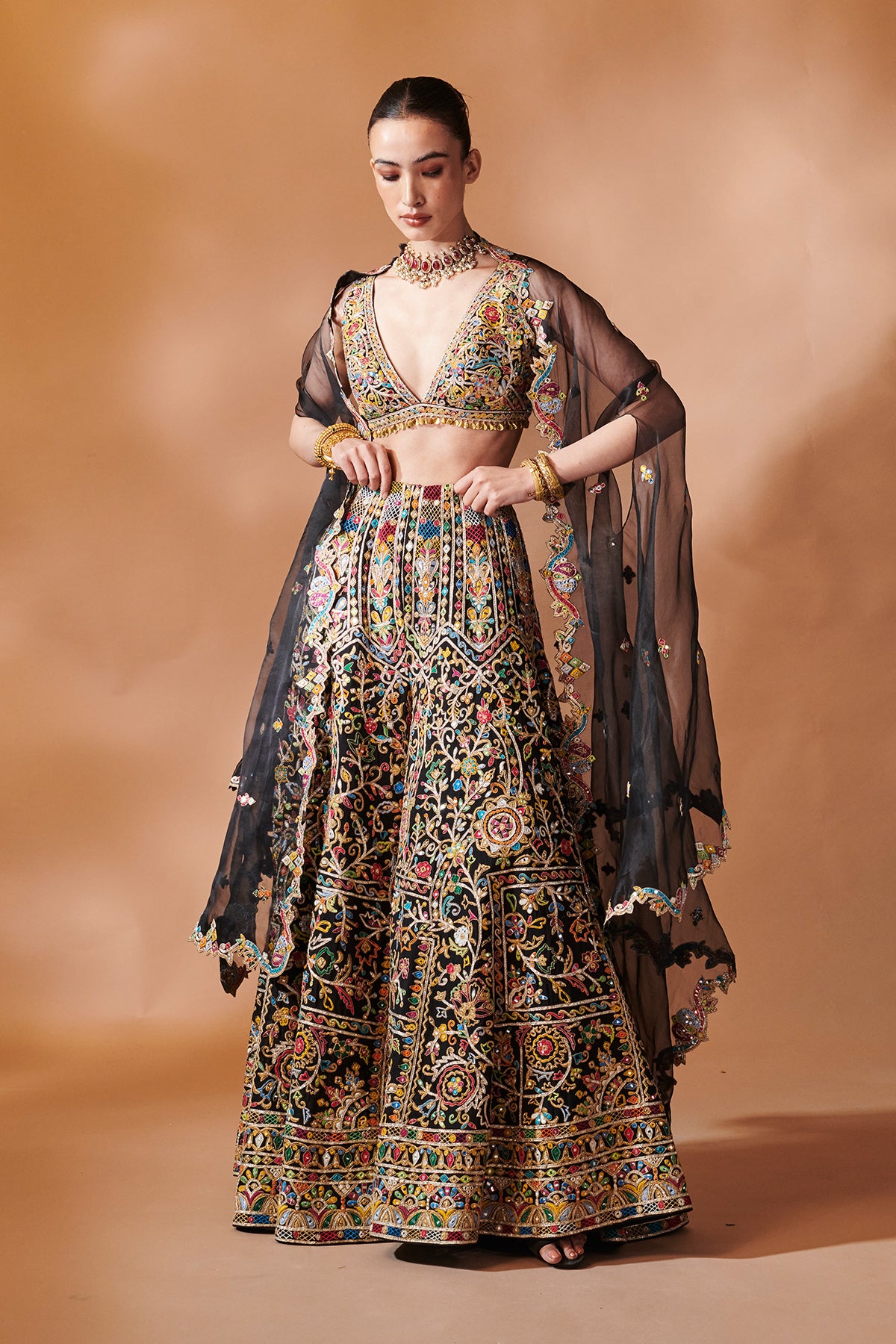 BLACK HIGH WAIST SHARARA WITH A CAPE