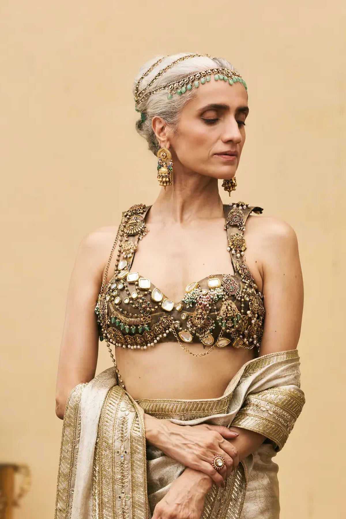 Swarnim Tissue Brocade Metal Saree Set