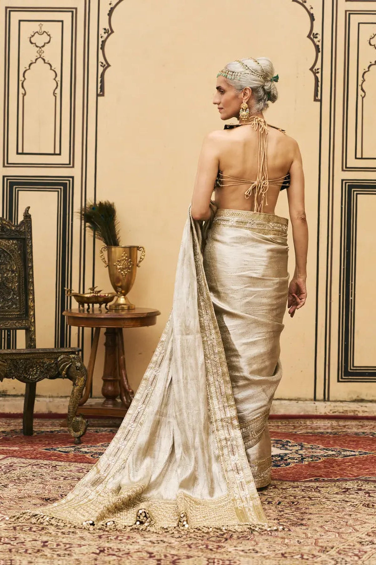 Swarnim Tissue Brocade Metal Saree Set