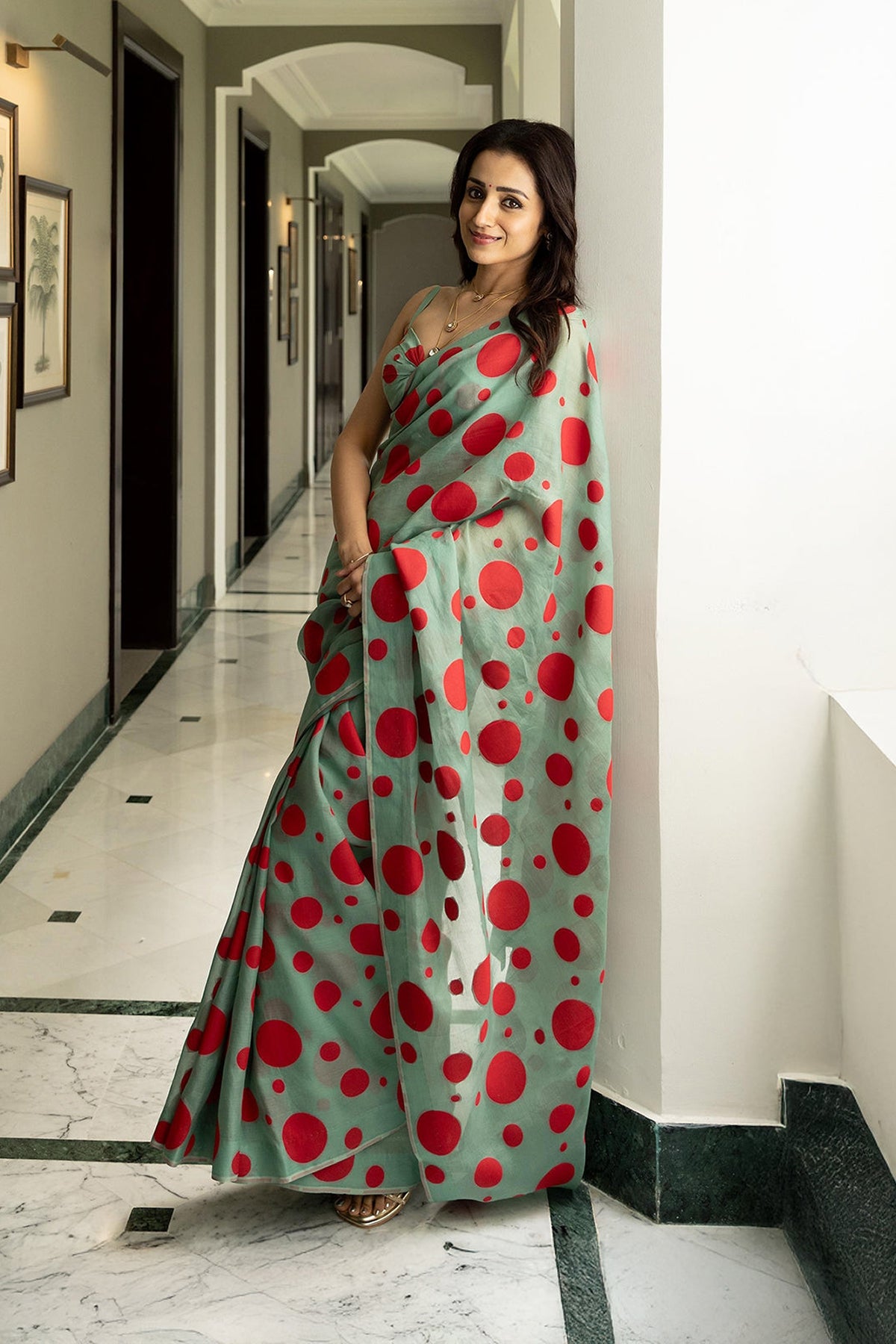 Teal Confetti Saree