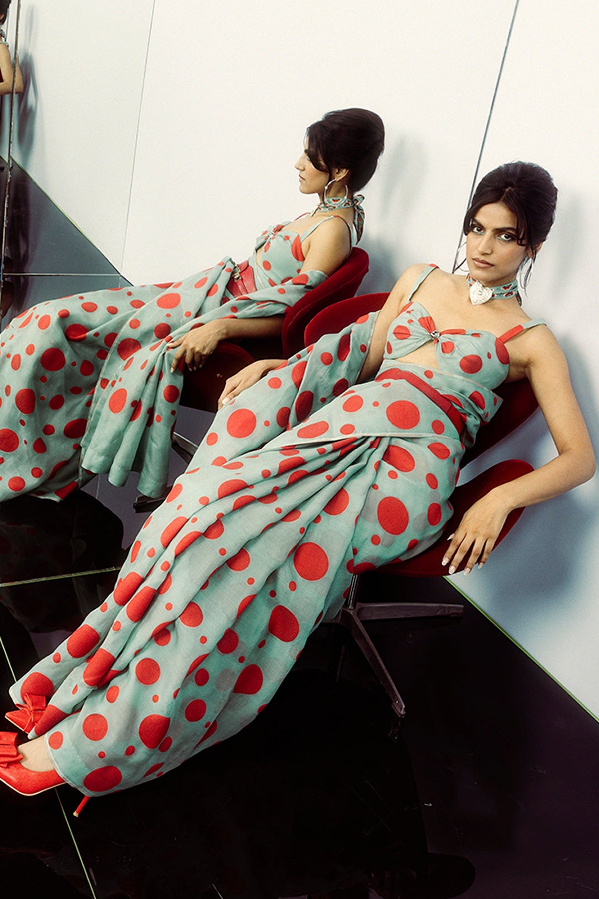 Teal Confetti Saree