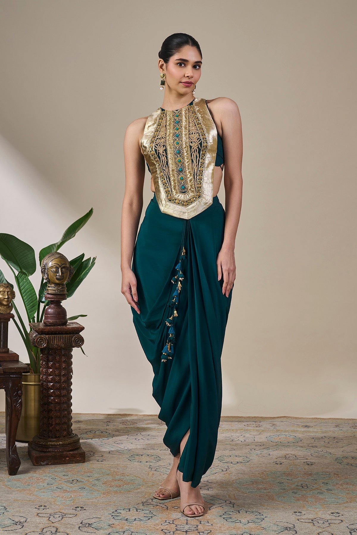Teal Taal Drape Skirt Set