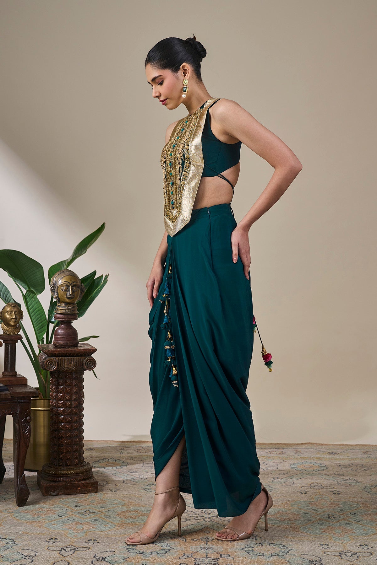 Teal Taal Drape Skirt Set