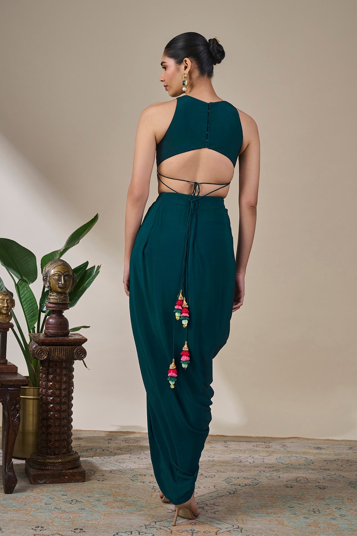 Teal Taal Drape Skirt Set