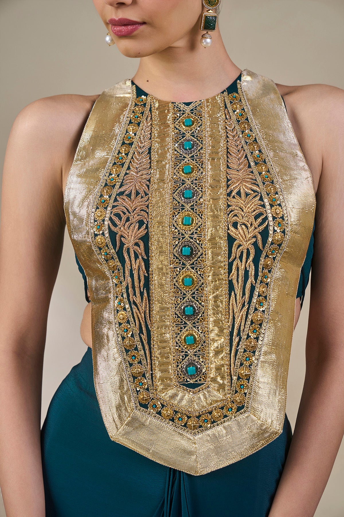 Teal Taal Drape Skirt Set