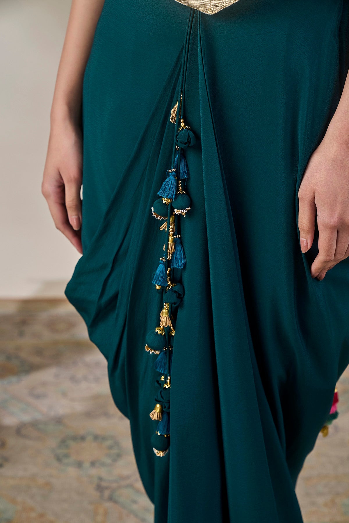 Teal Taal Drape Skirt Set