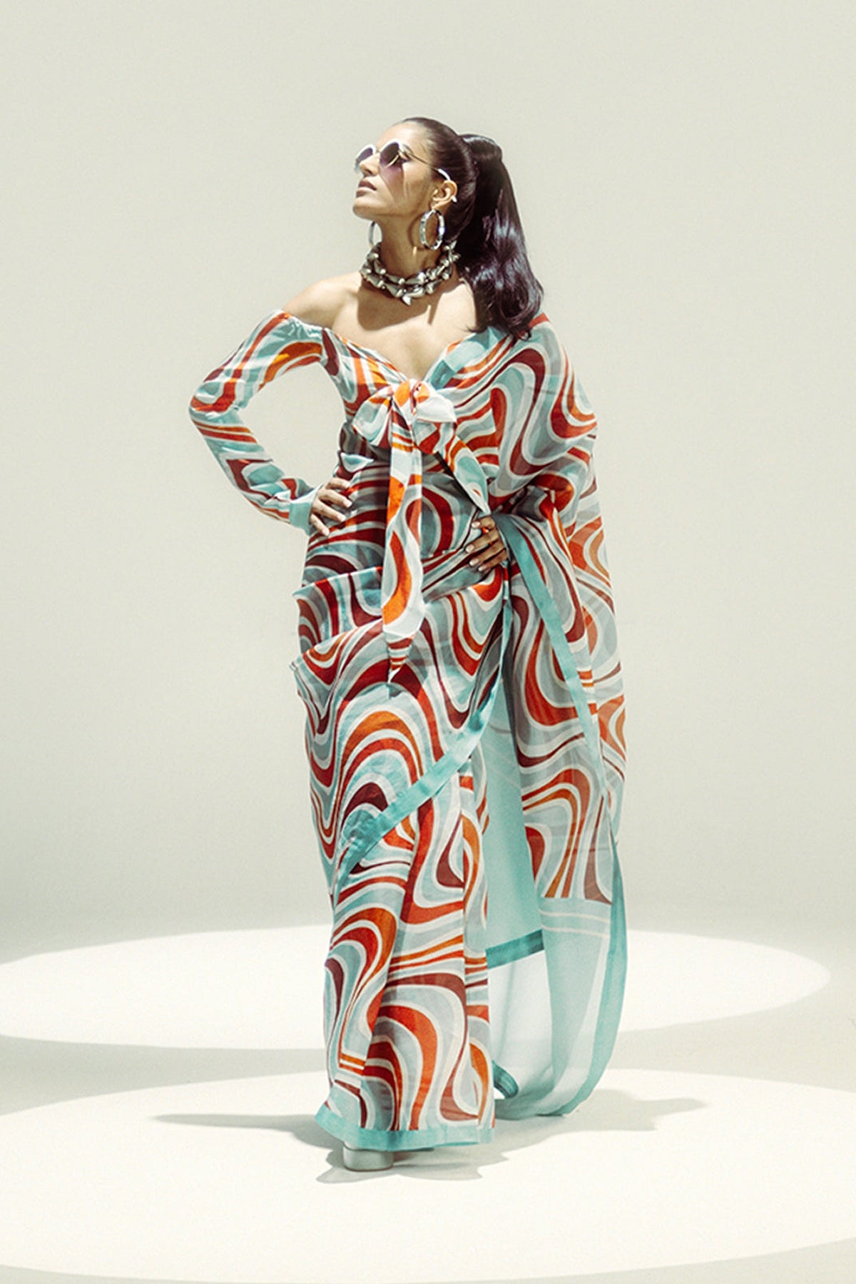 Teal Art-Nuvo Saree