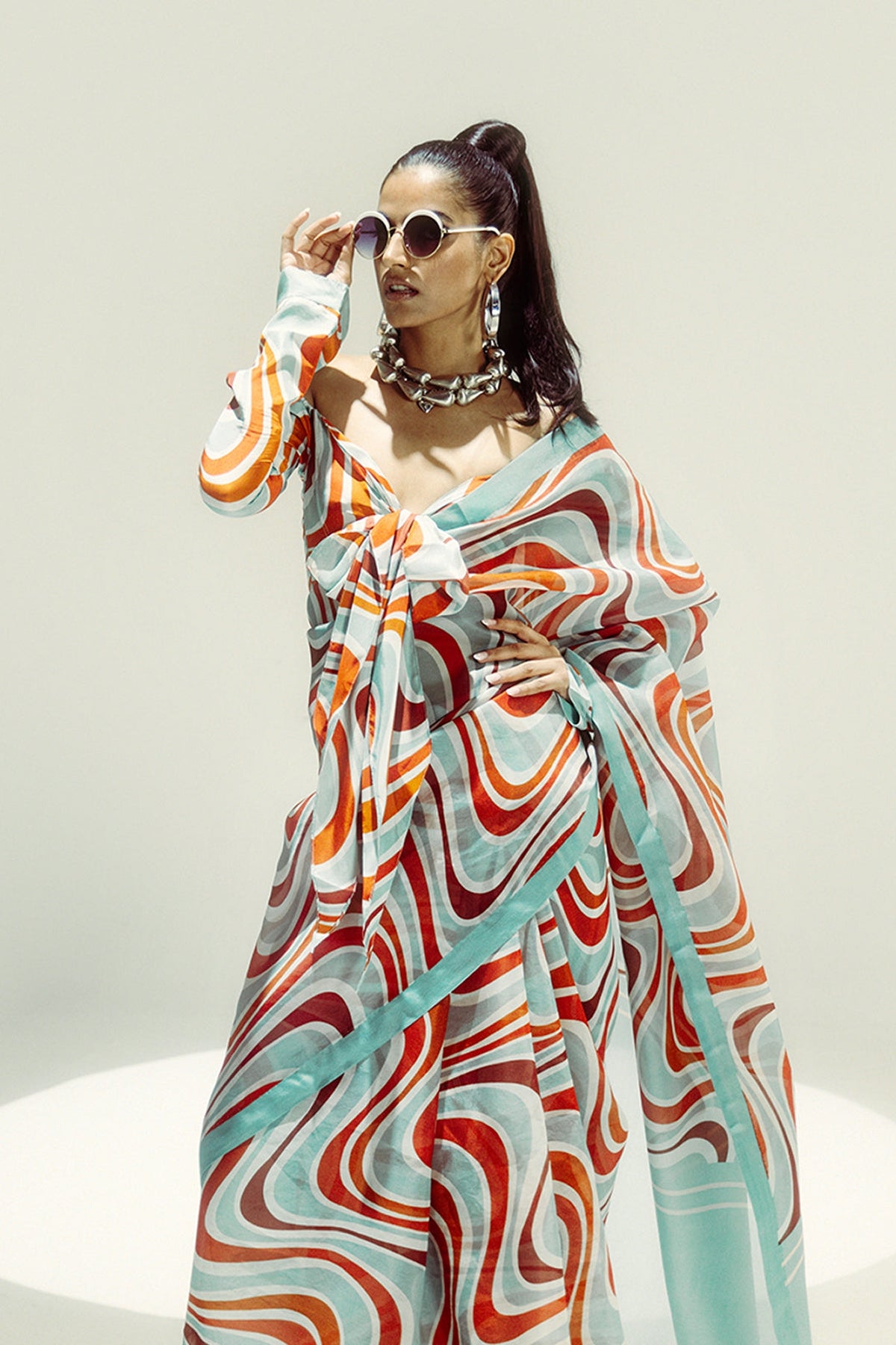Teal Art-Nuvo Saree