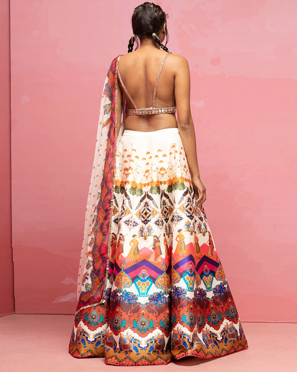 Ivory Placement Embroidery Lehenga Set