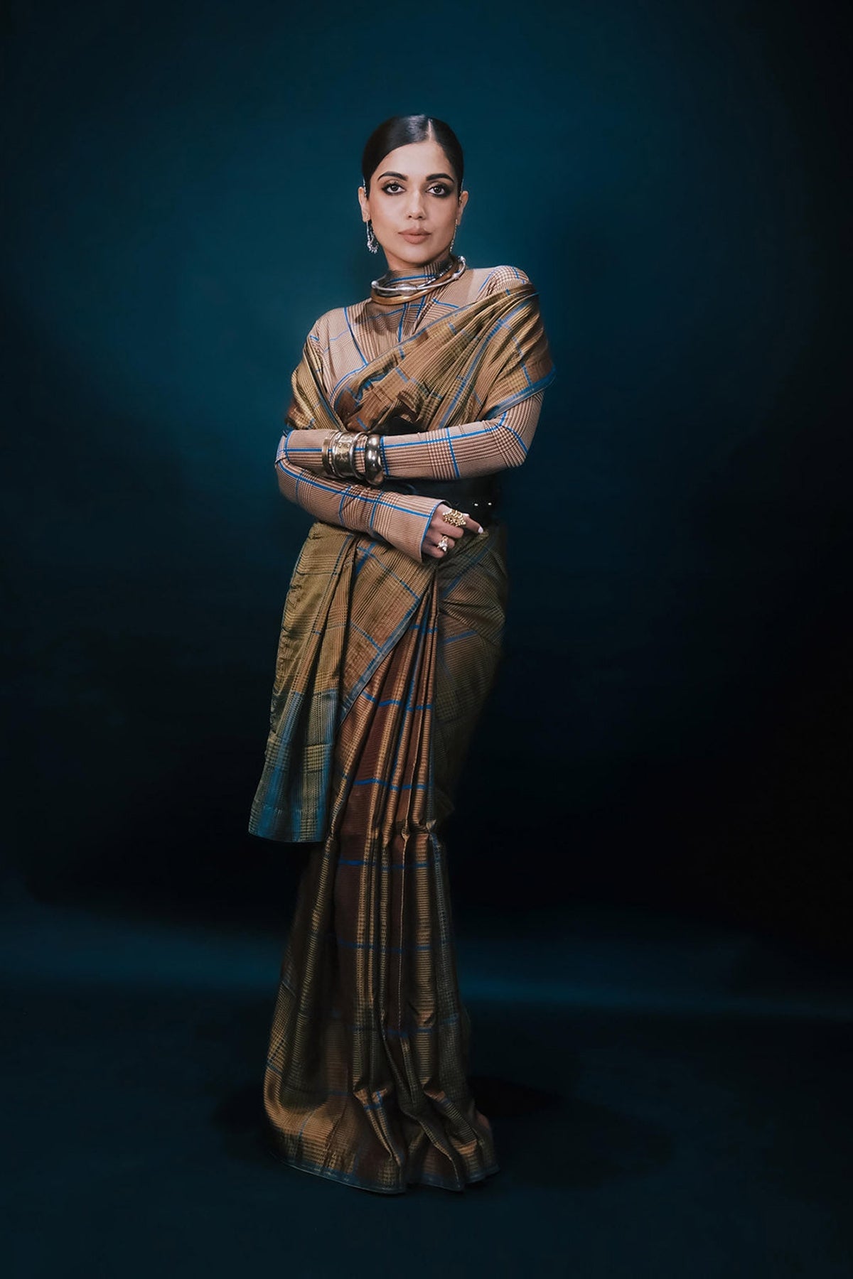 Ochre Chessboard Saree