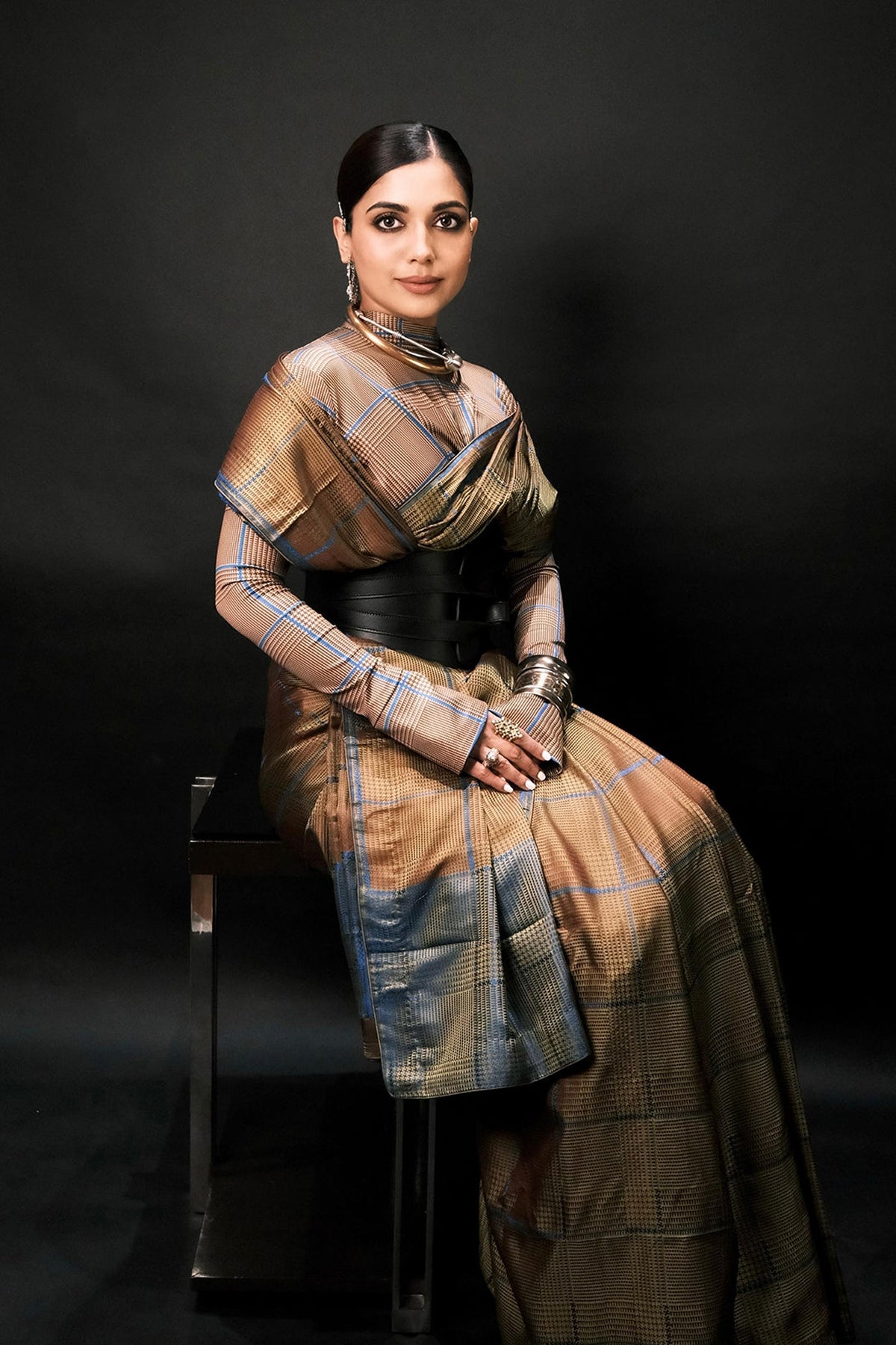 Ochre Chessboard Saree