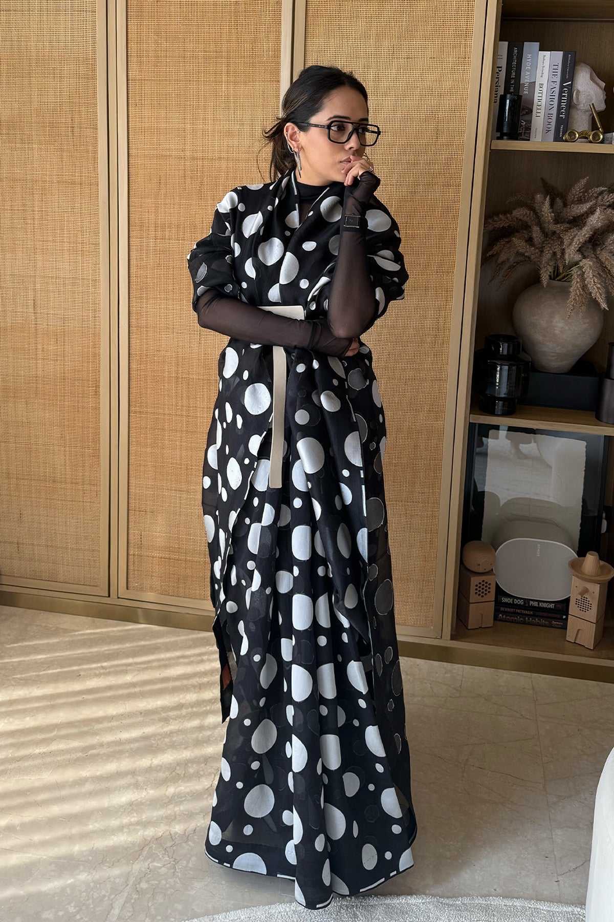 Black Confetti Saree