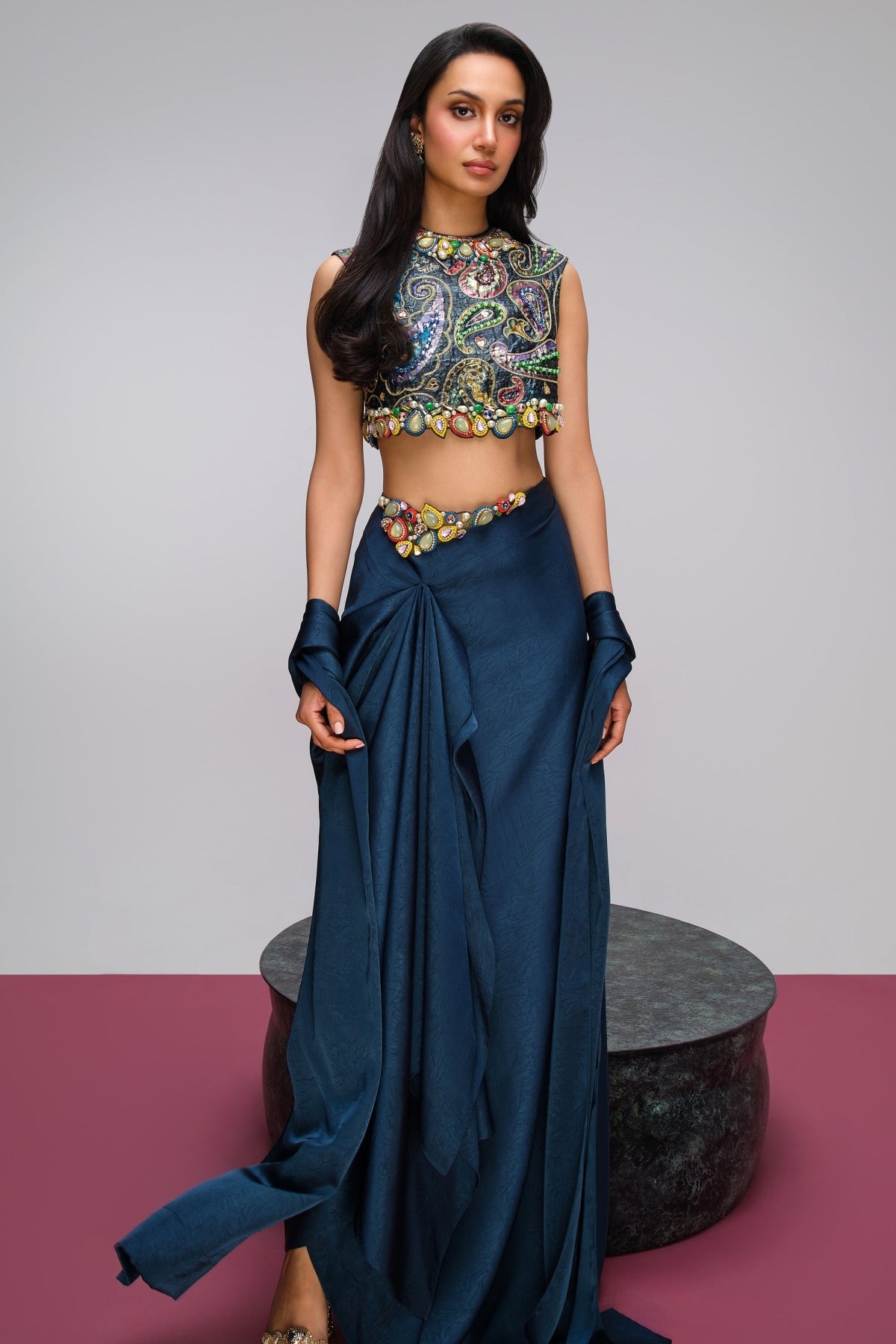 The Jewel Paisley draped skirt
