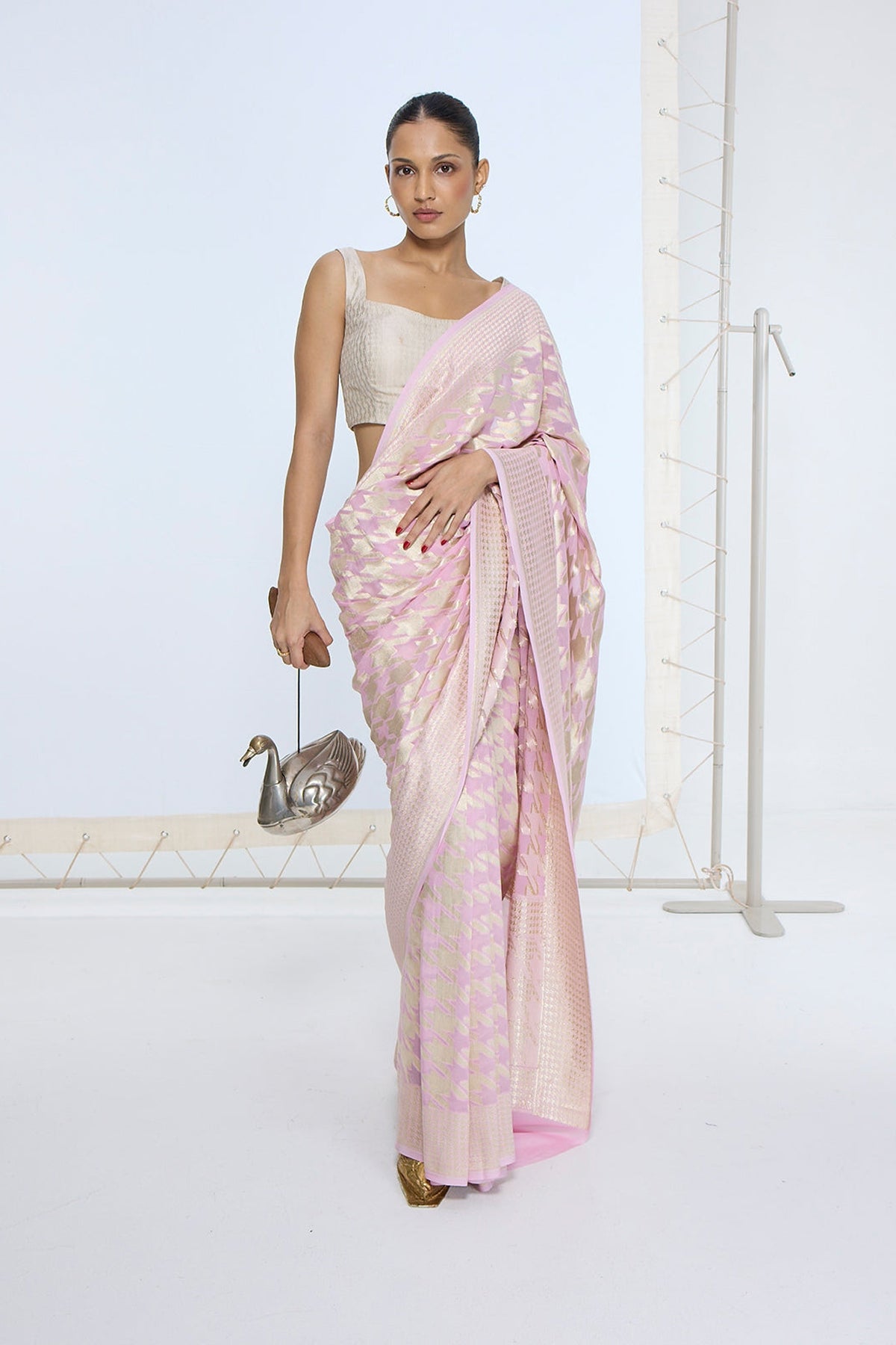 The Pink and Gold Gerum Saree