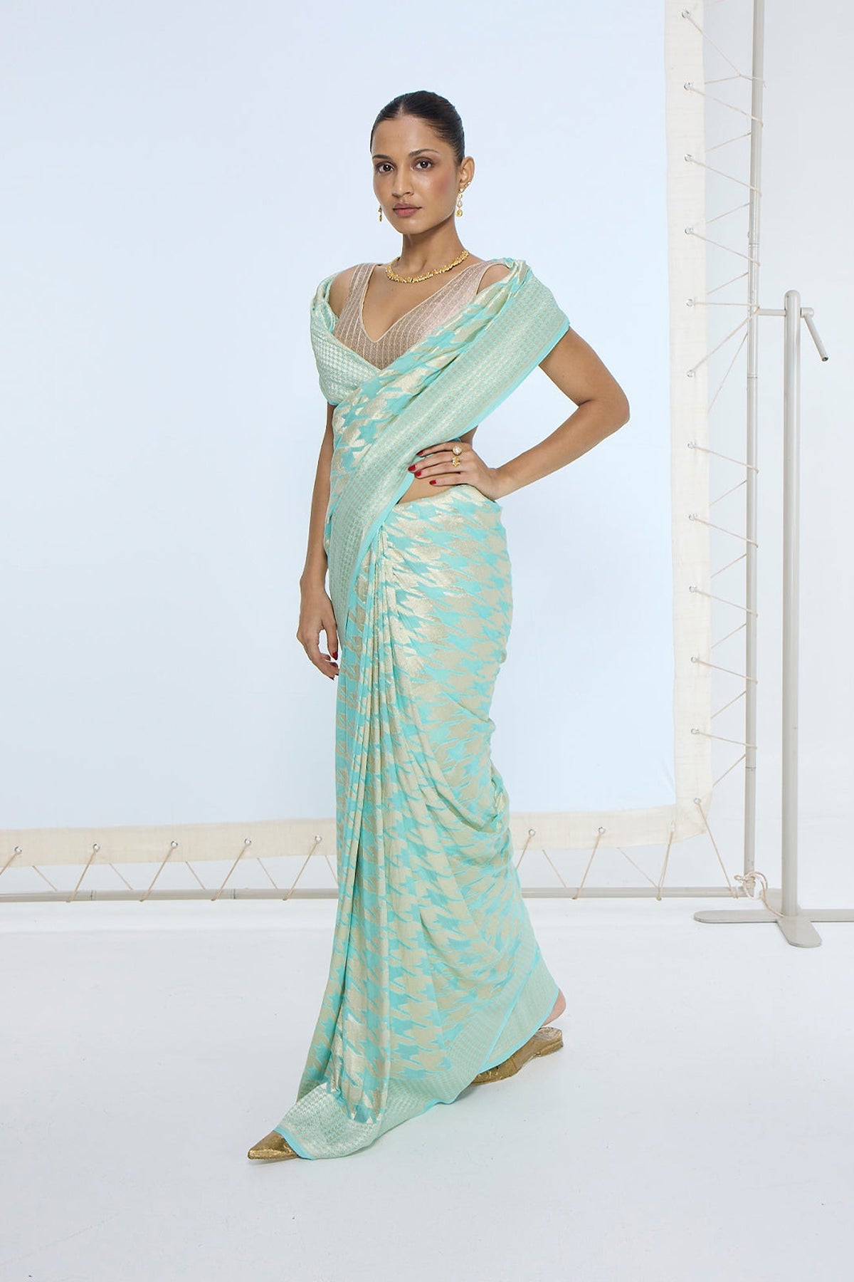 The Teal Blue Gerum Saree