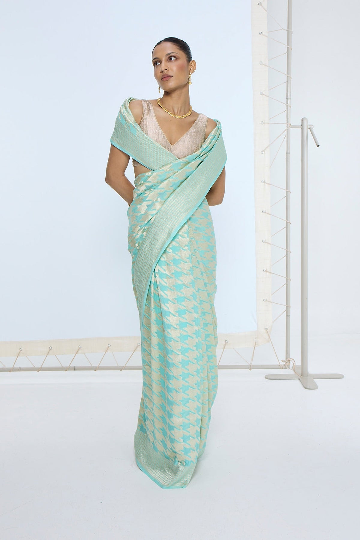 The Teal Blue Gerum Saree