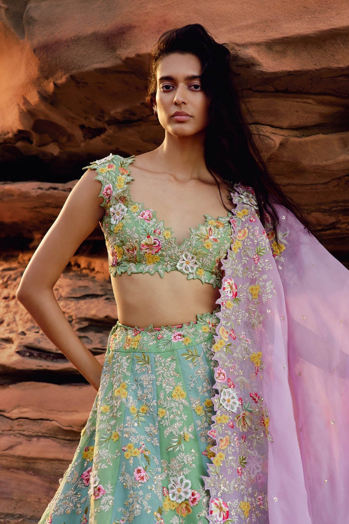 Tri Color Utsa Lehenga Set