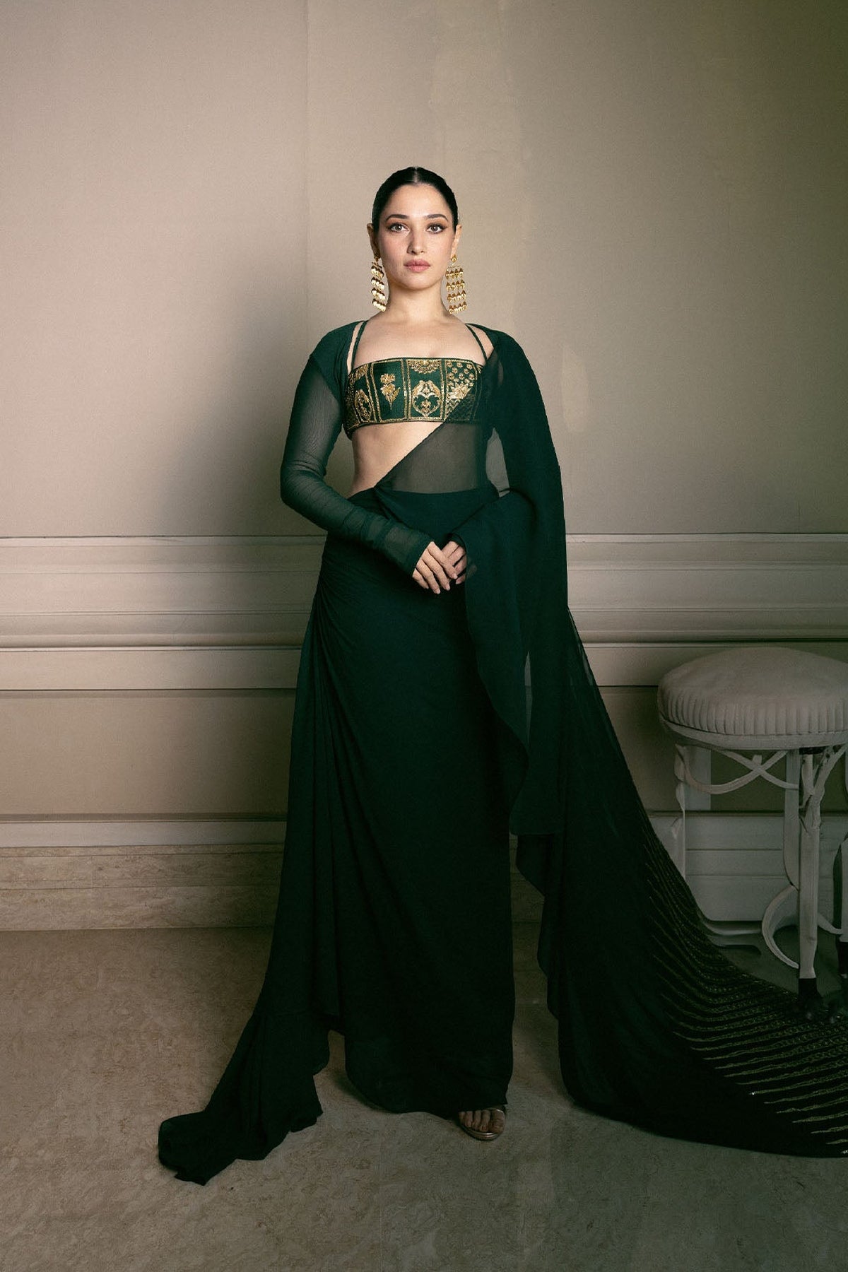 Trikone Draped Saree