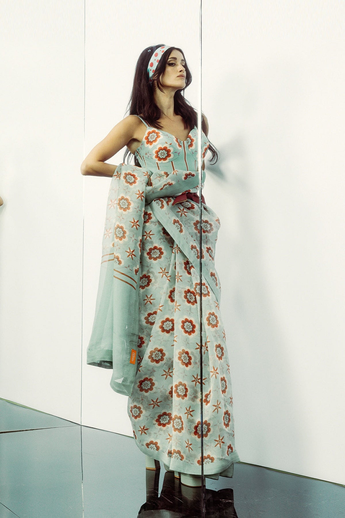 Teal Twiggy Bloom Saree