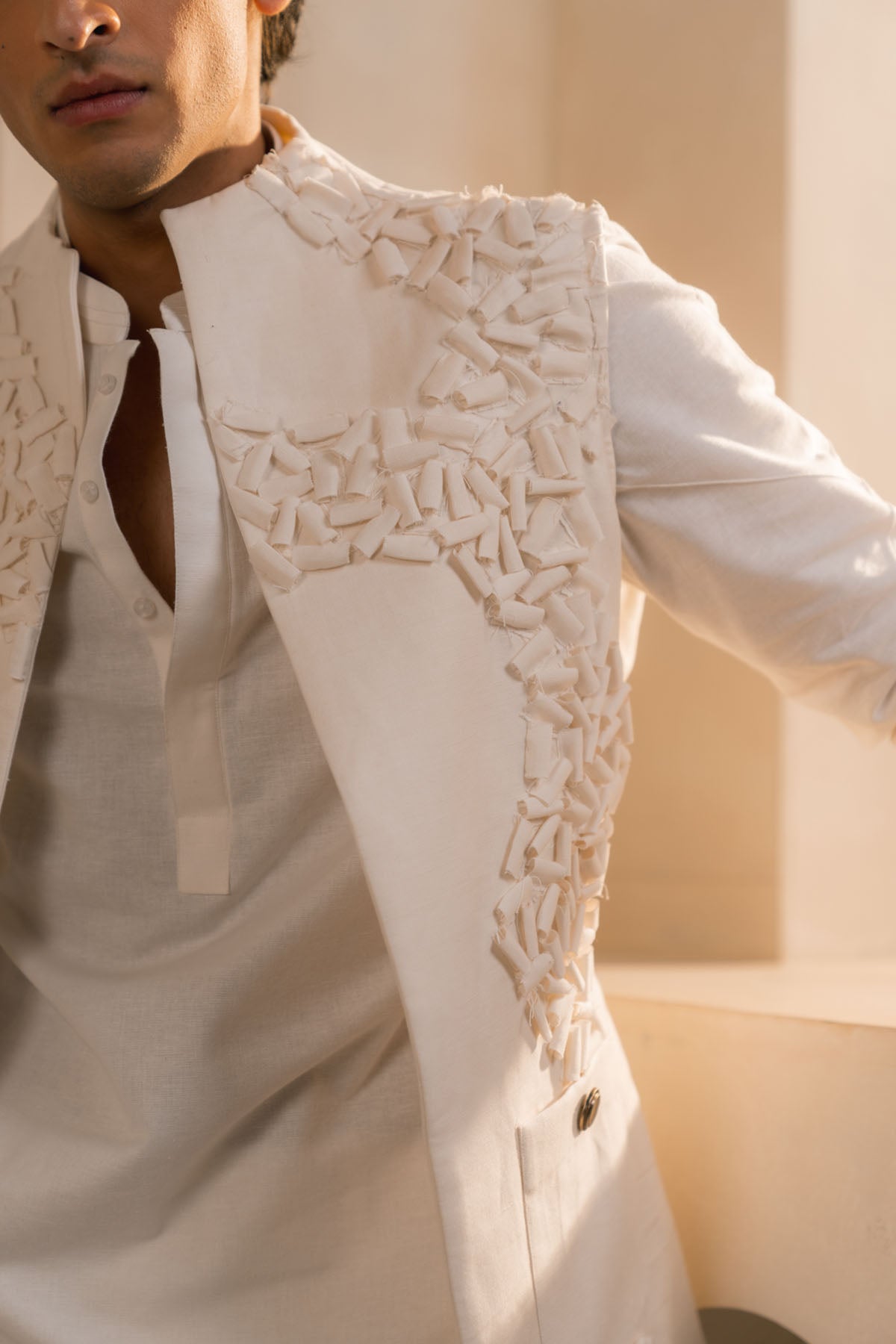 Ivory Cotton Linen Shacket Set