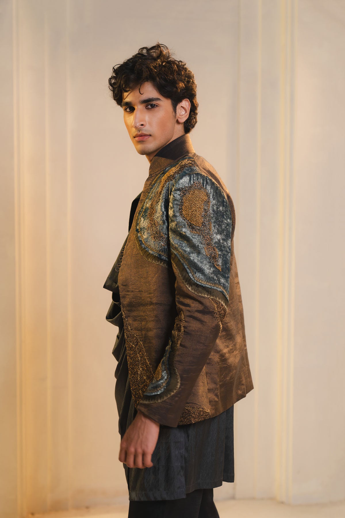 Bronze Tissue Short Jacket Set