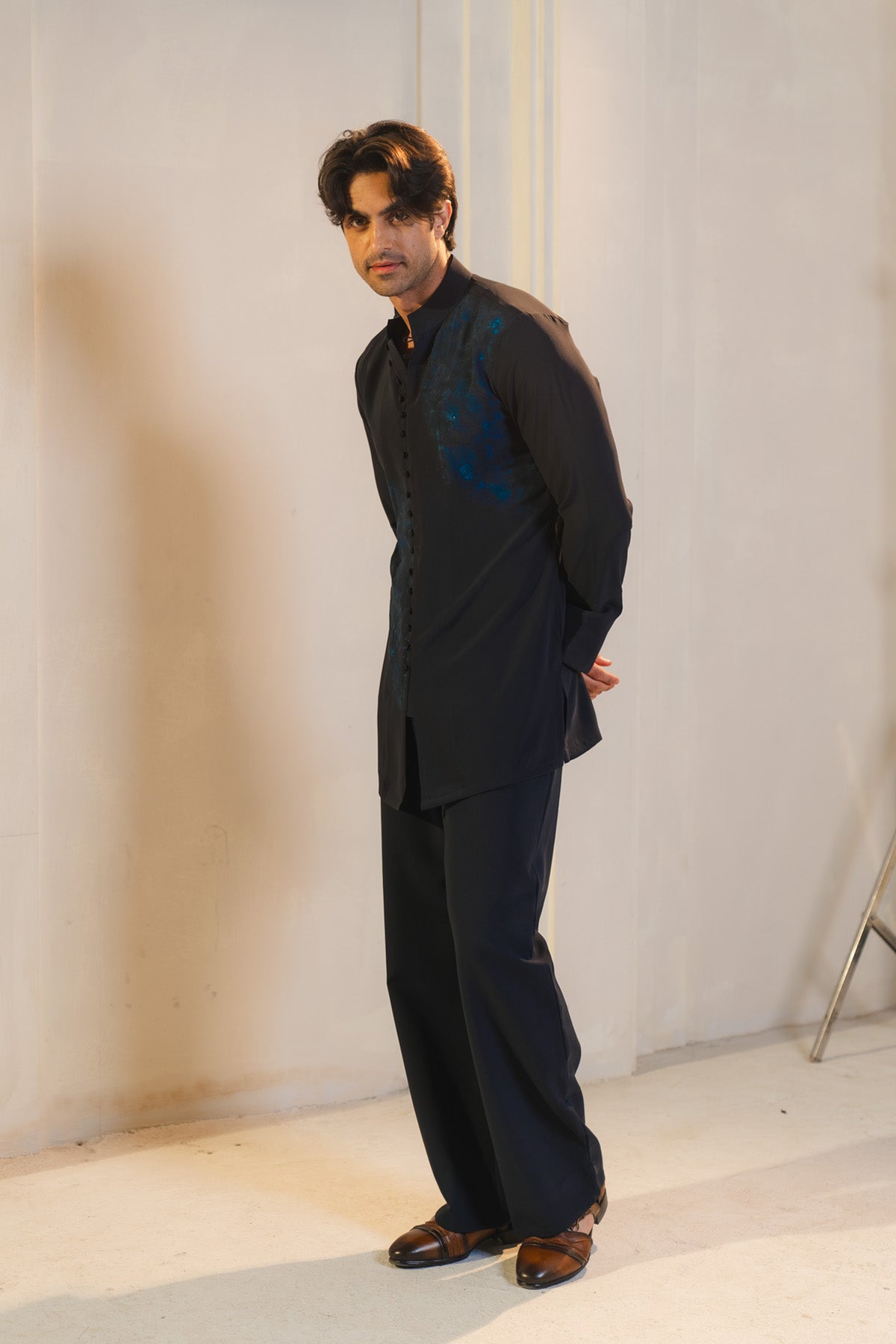Midnight Blue Handpaint Kurta Set