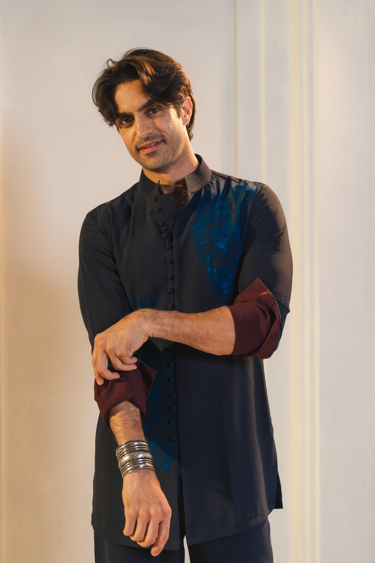 Midnight Blue Handpaint Kurta Set
