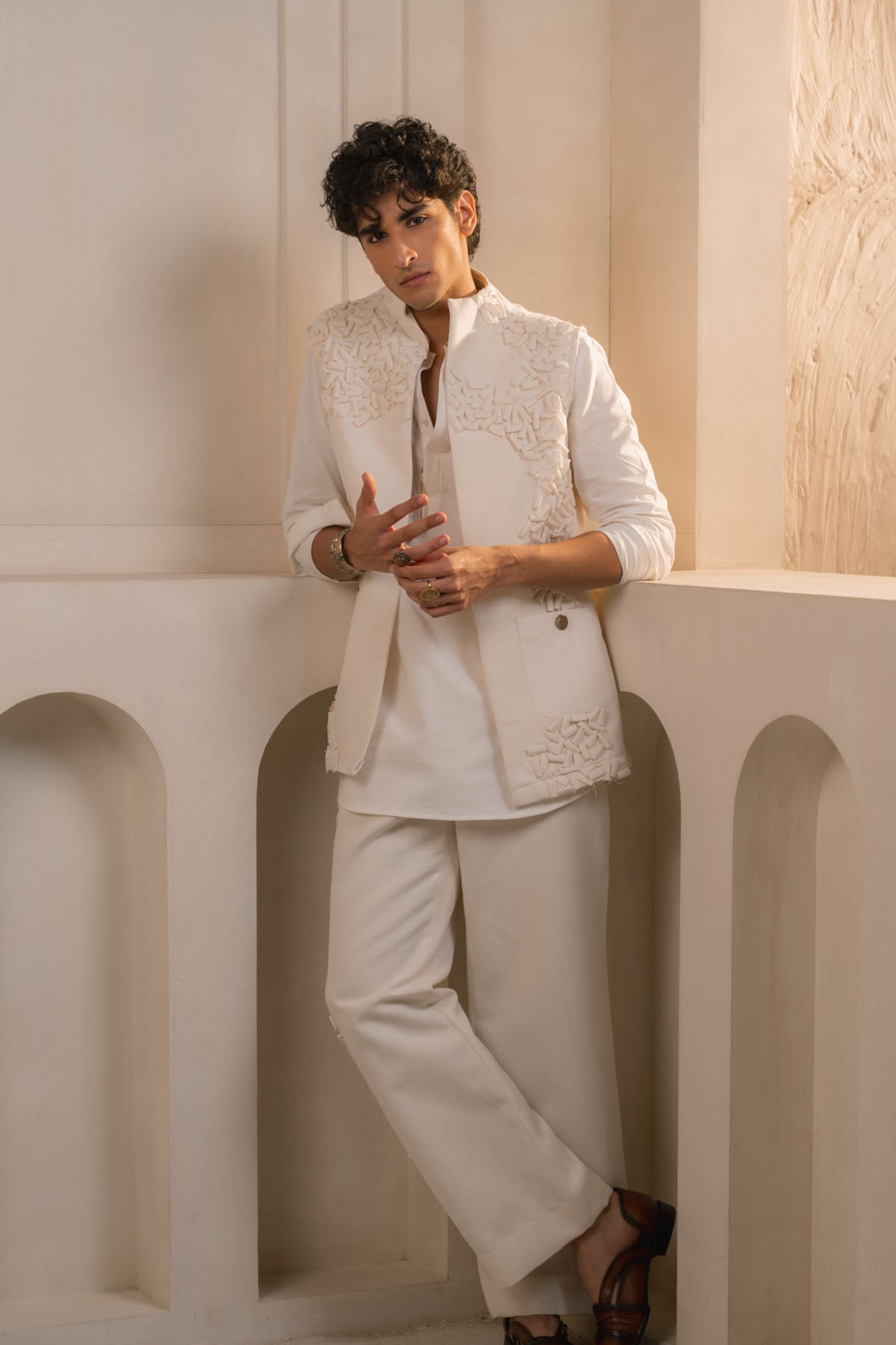 Ivory Cotton Linen Shacket Set
