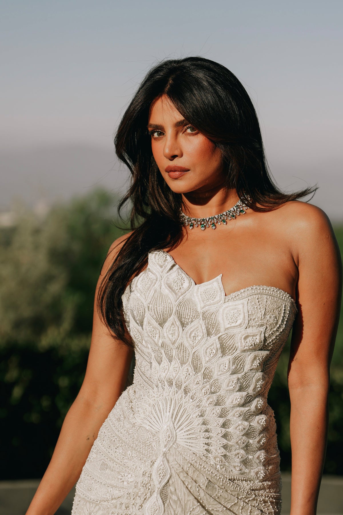 Priyanka Chopra Jonas in Vintage Chikankari Draped Saree