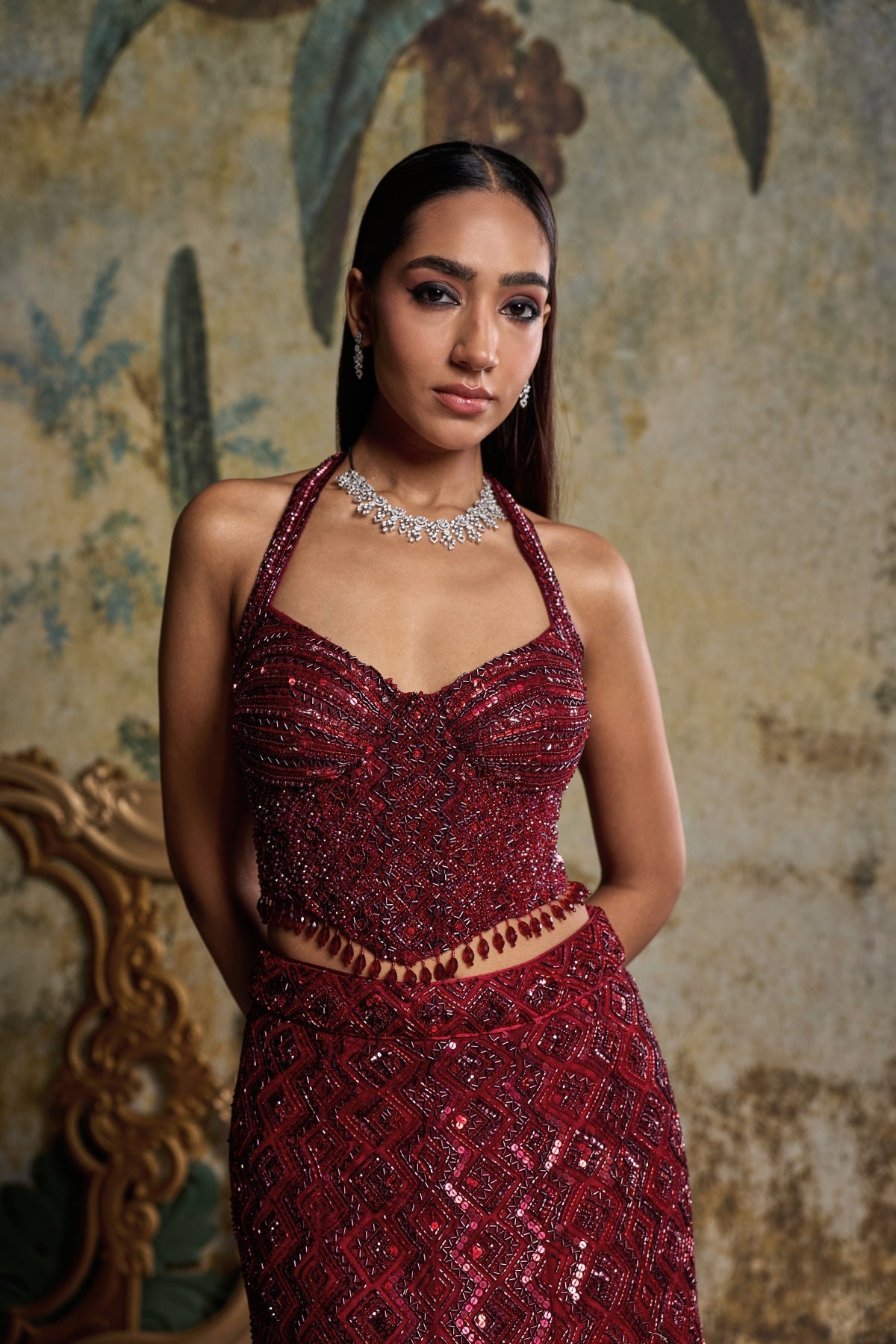 Maroon Embellished Mermiad Set