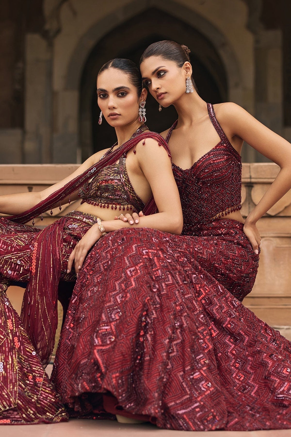 Maroon Embellished Mermiad Set