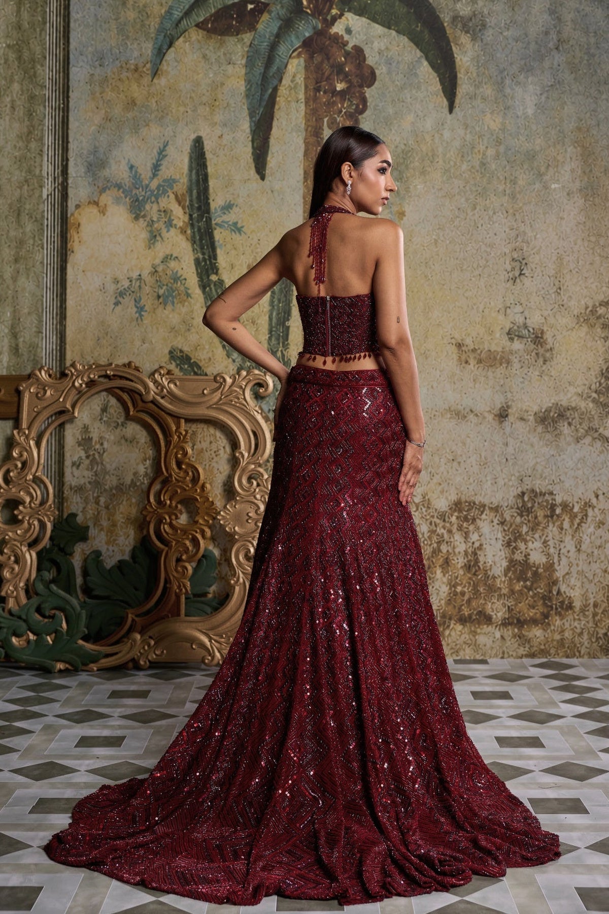 Maroon Embellished Mermiad Set