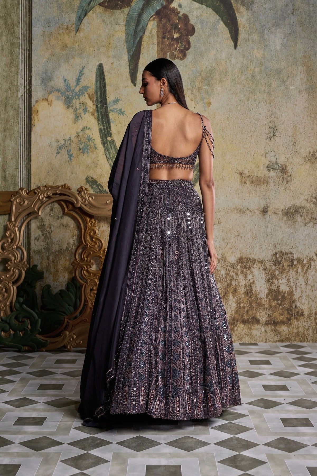 Charcol Grey Embellished Lehenga Set