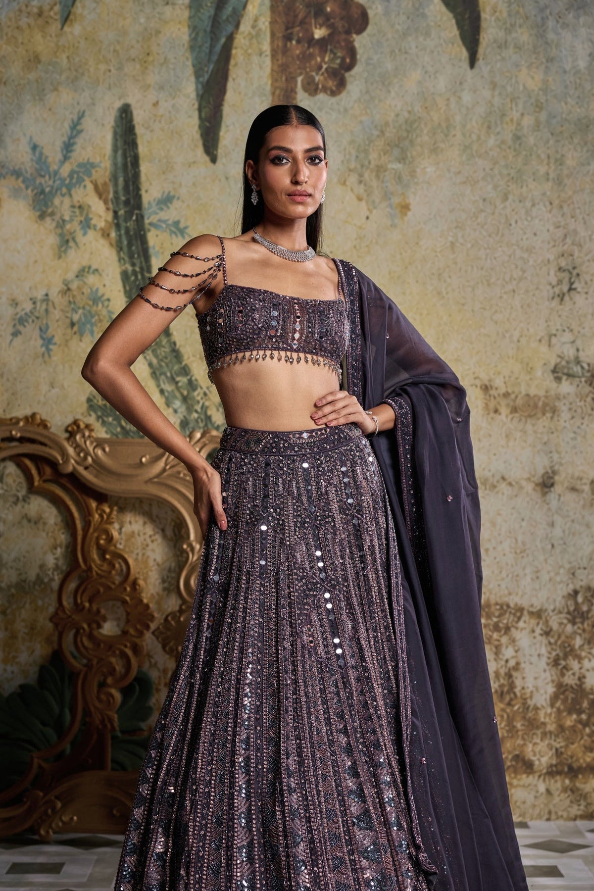 Charcol Grey Embellished Lehenga Set