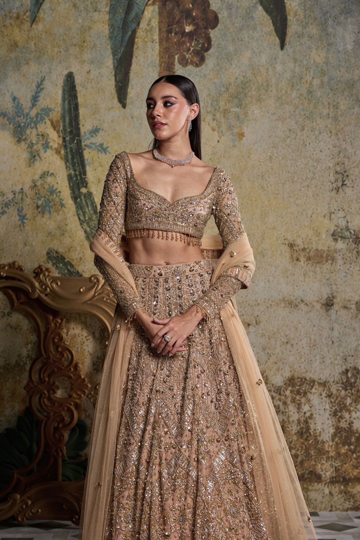 Gold & Silver  Embellished Lehenga Set