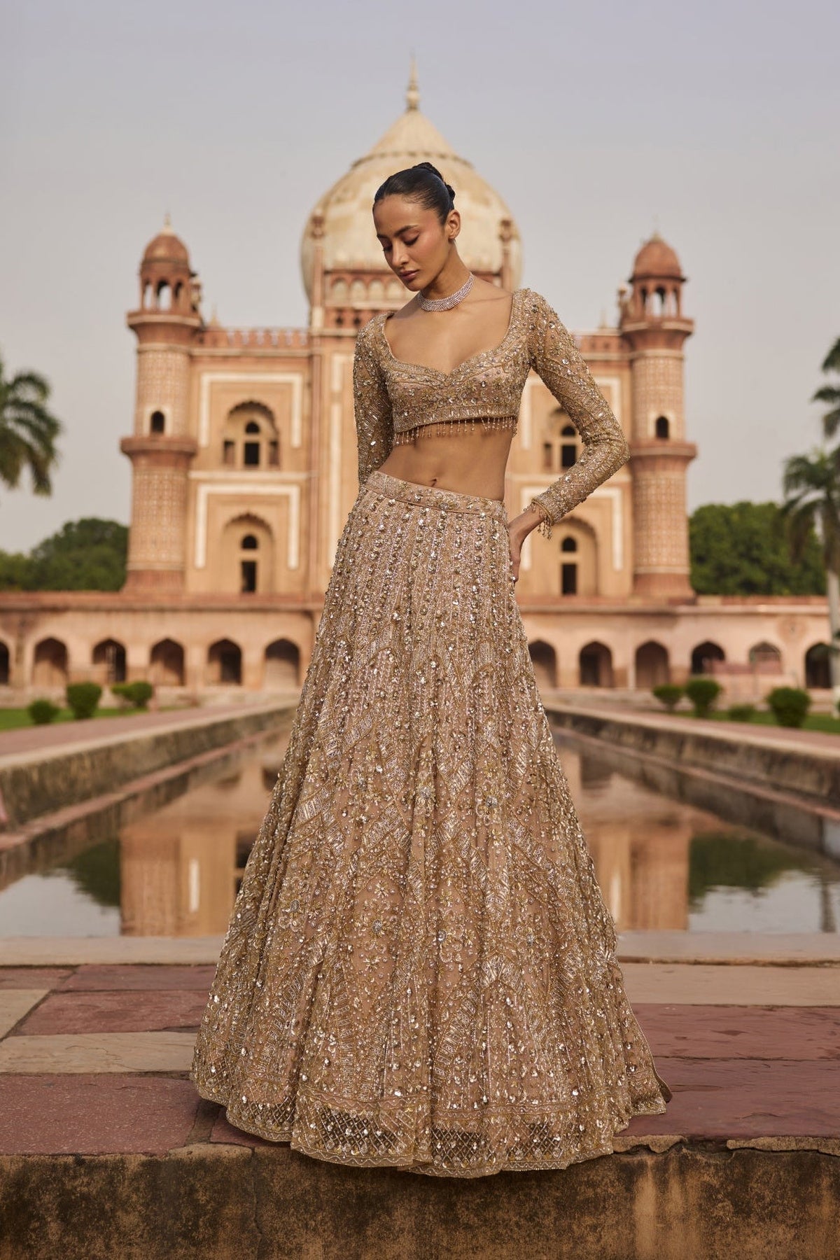 Gold & Silver  Embellished Lehenga Set
