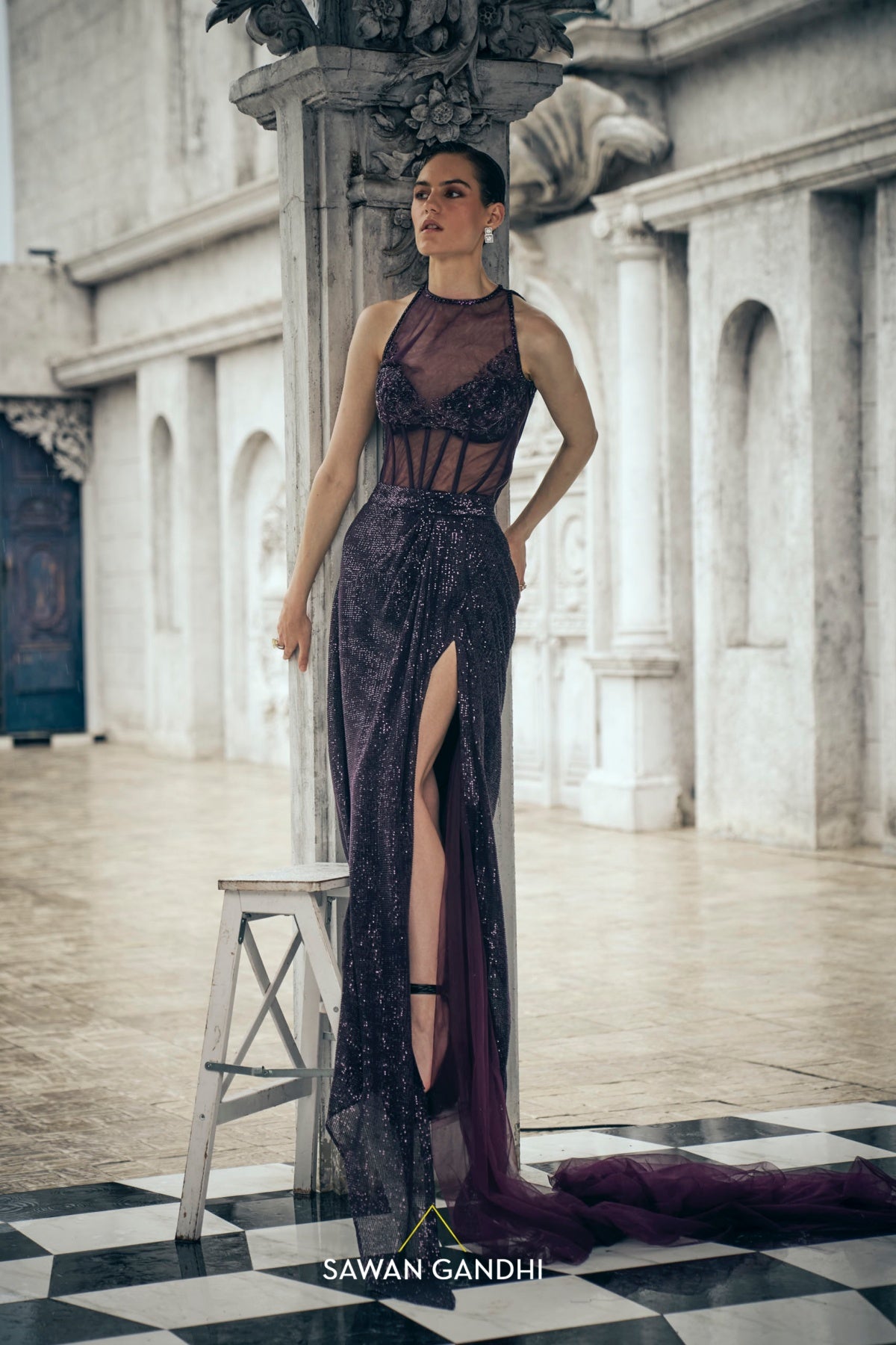 Wine corset skirt