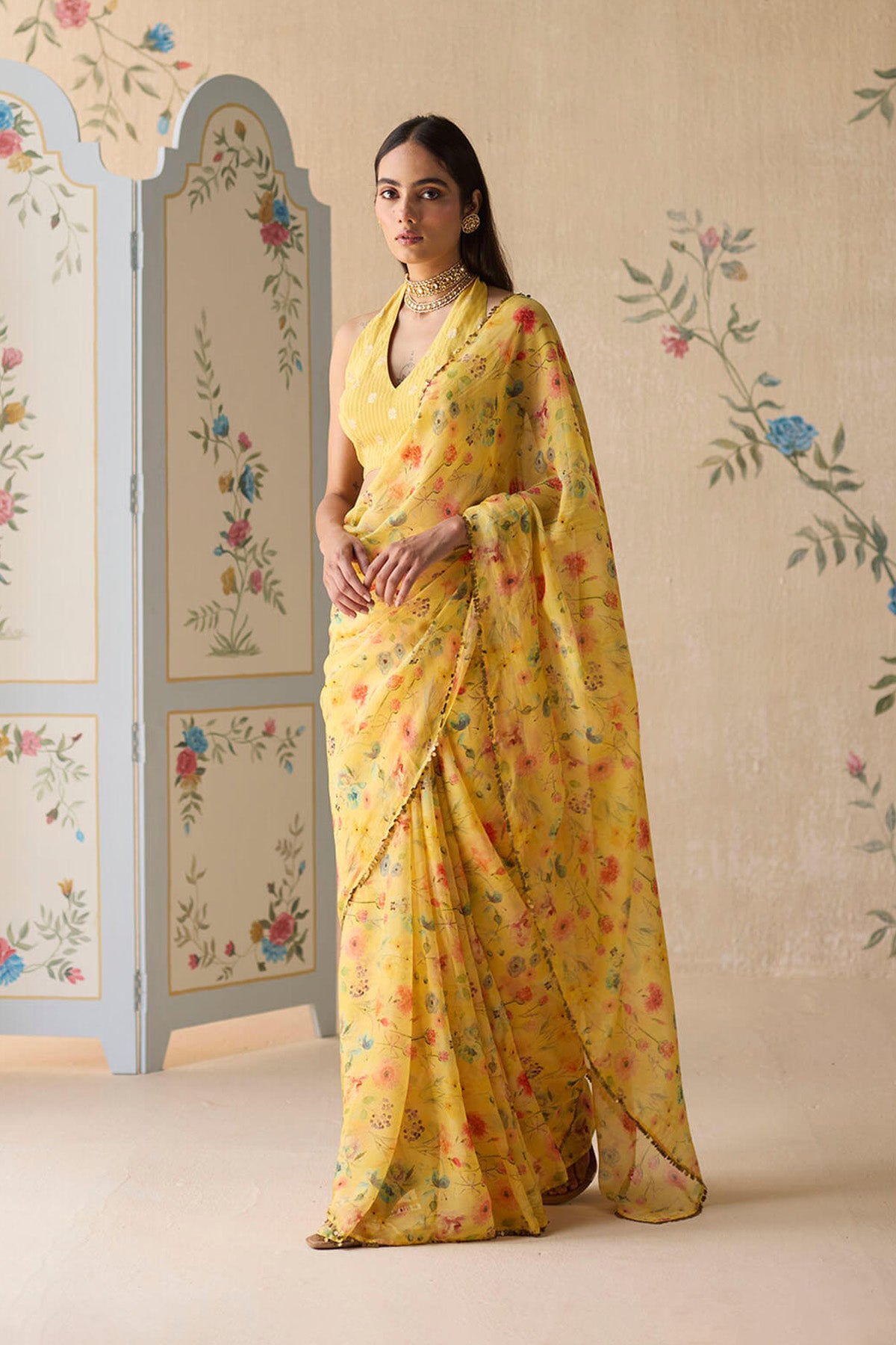 Yellow Floral Saree