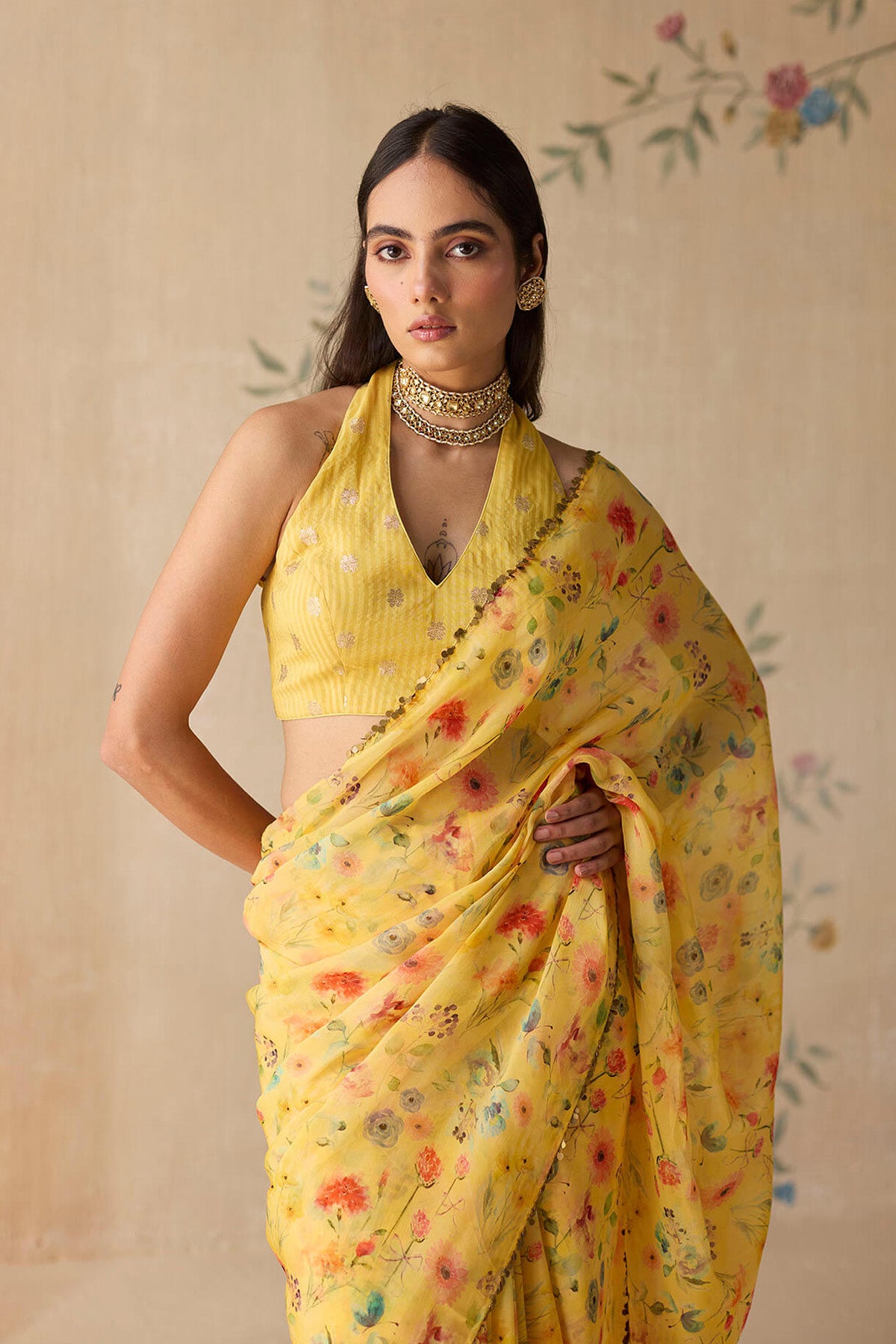 Yellow Floral Saree
