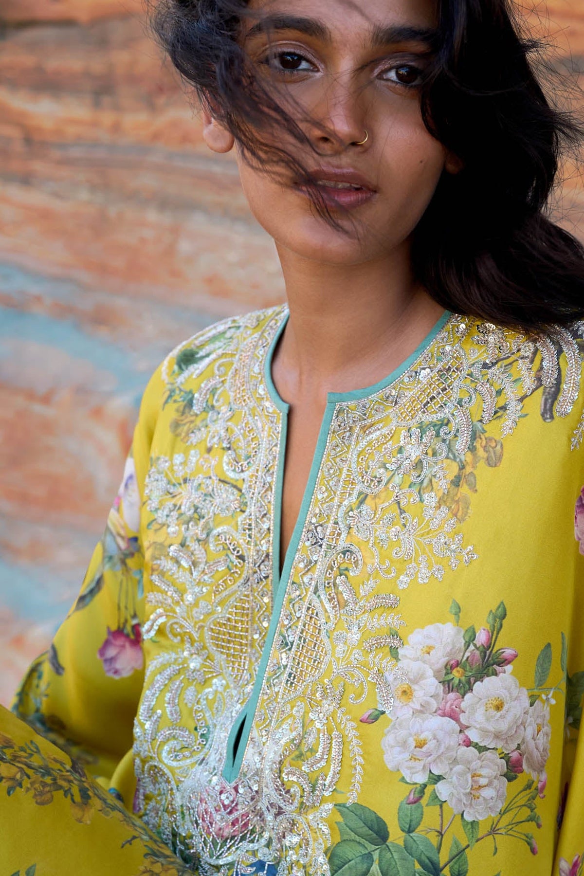Yellow Printed Mahek Kaftan Set