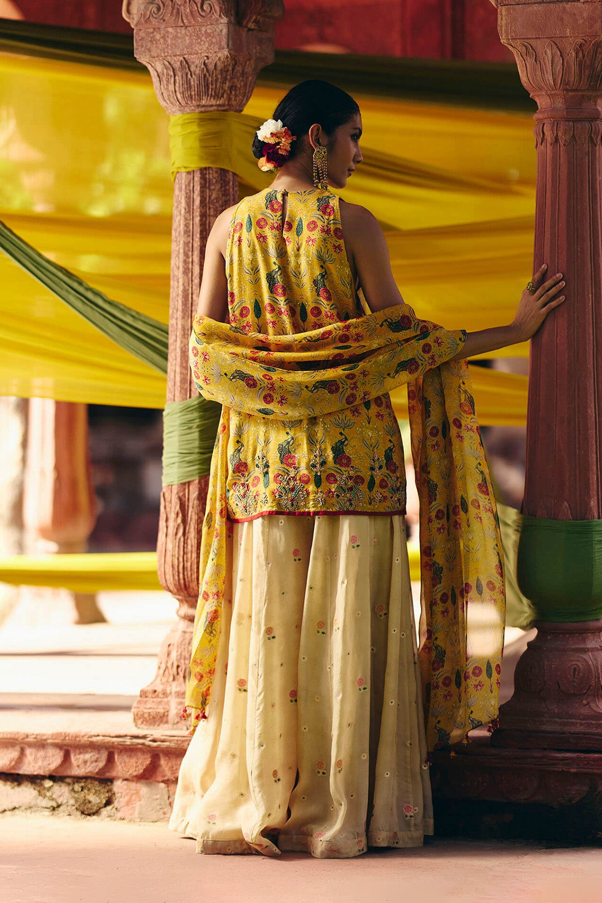 Yellow Short Kurta Sharara