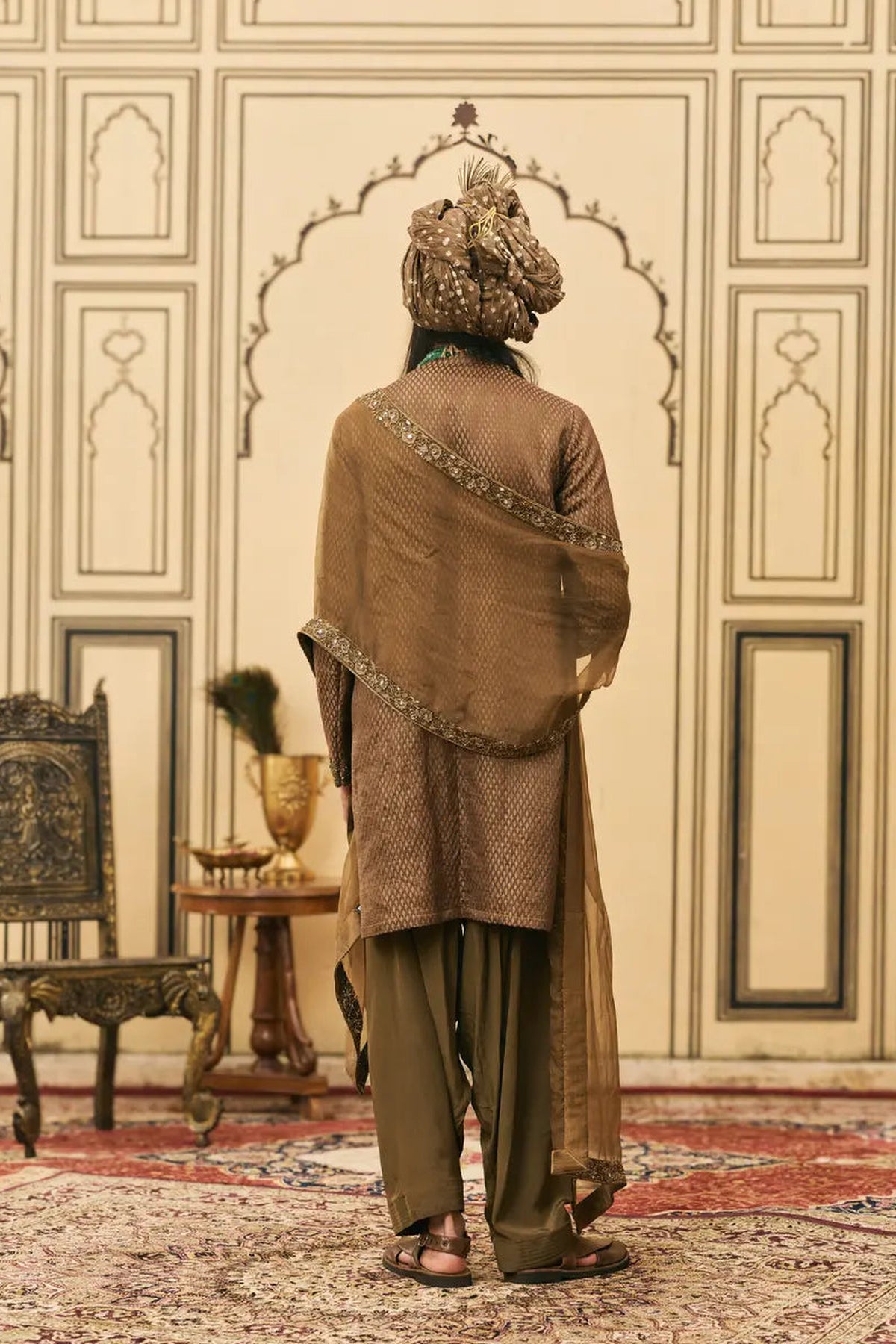 Zaitooni-Bhoora Brocade Angrakha Set