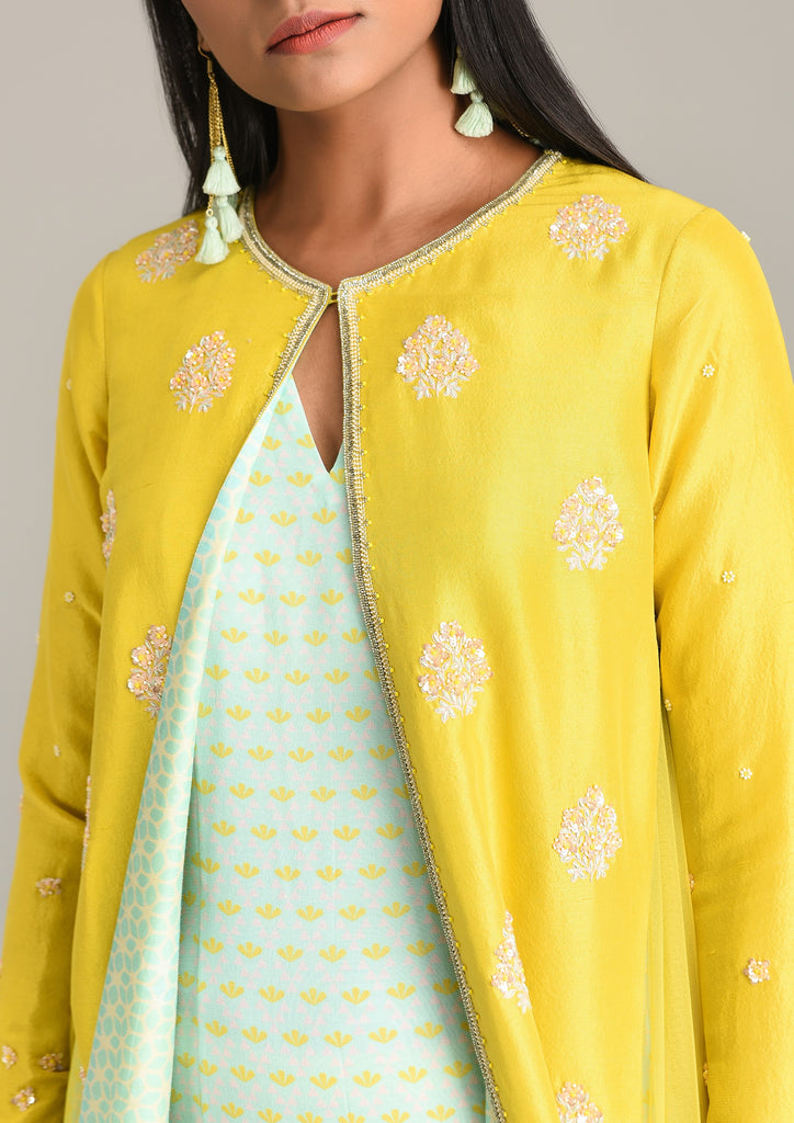 Yellow Anarkali with Silk Jacket