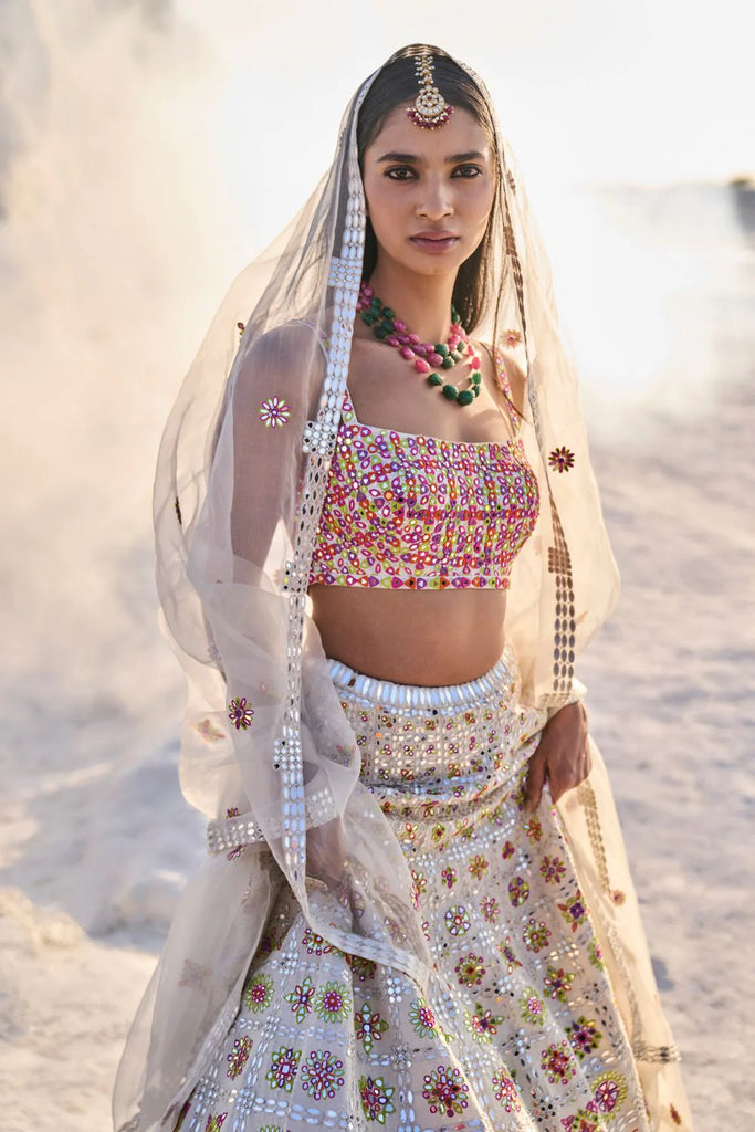 Ivory Mirror Work Lehenga Set Studio East6
