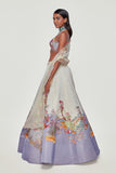 Ivory And Lavender Divergence Silk Appliquéd And Embellished Lehenga With Blouse And Cutwork Organza Dupatta