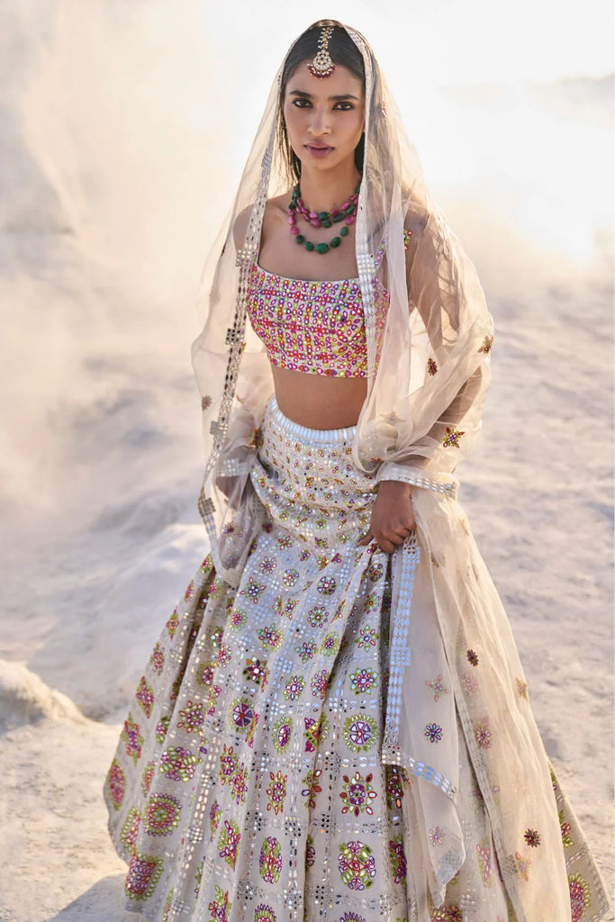 Ivory Mirror Work Lehenga Set Studio East6