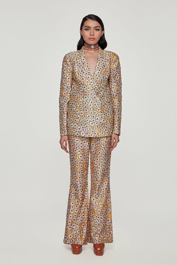 Divergence Yellow Printed and Embellished Pant Suit
