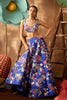 Electric Blue Pastiche Raw Silk Appliquéd And Embellished Lehenga With Blouse And Cutwork Dupatta