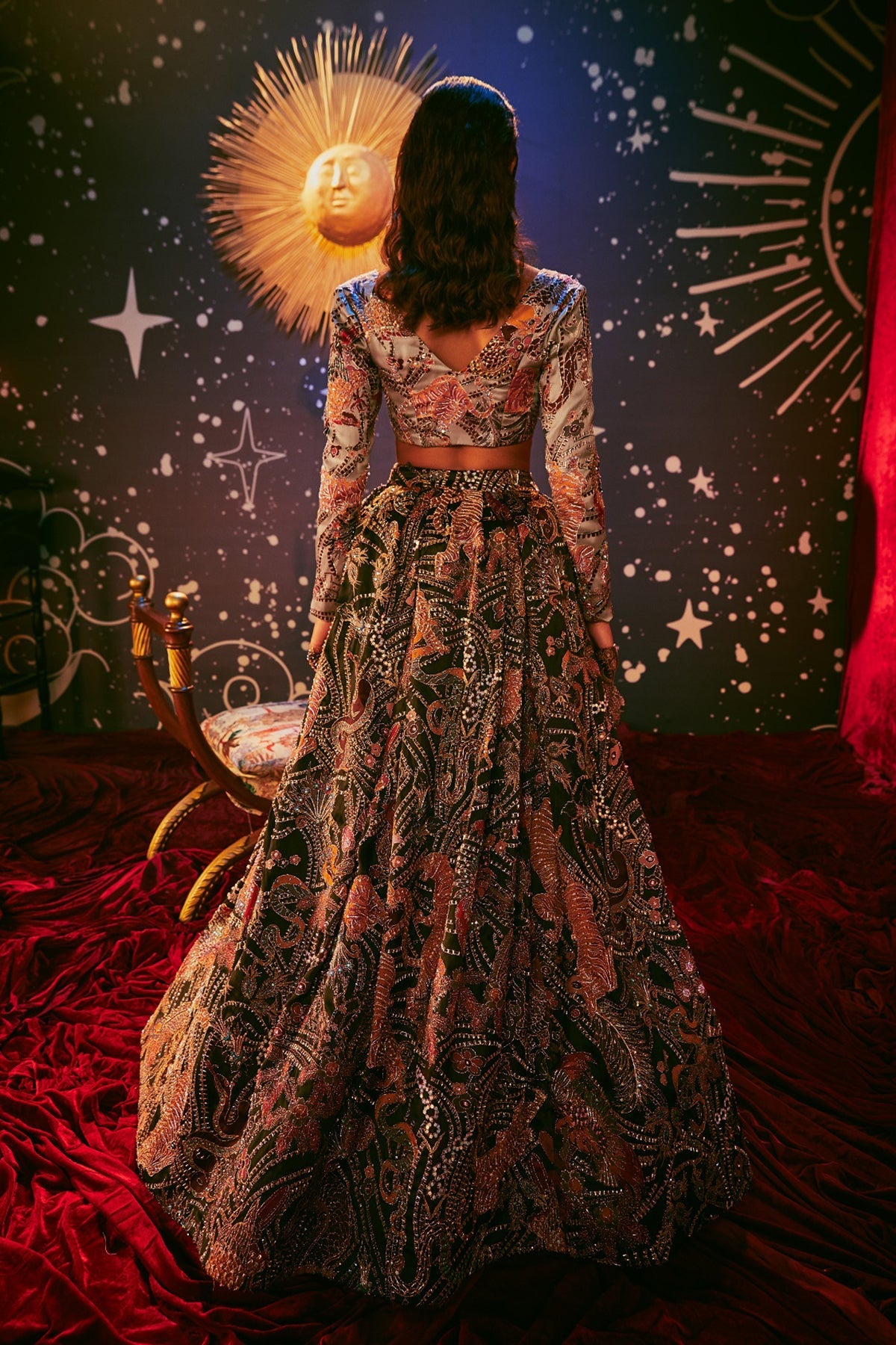 MORADO - Paper Dolls Organza Printer And Embellished Top And Skirt With Dupatta